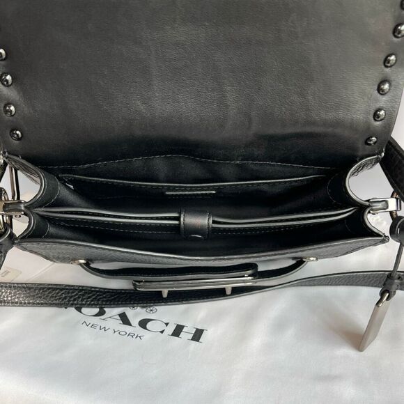 🖤🩶Coach Swagger Saddle / Shoulder Bag Black w/ Rivets & Gunmetal Hardware $400 - Picture 13 of 17